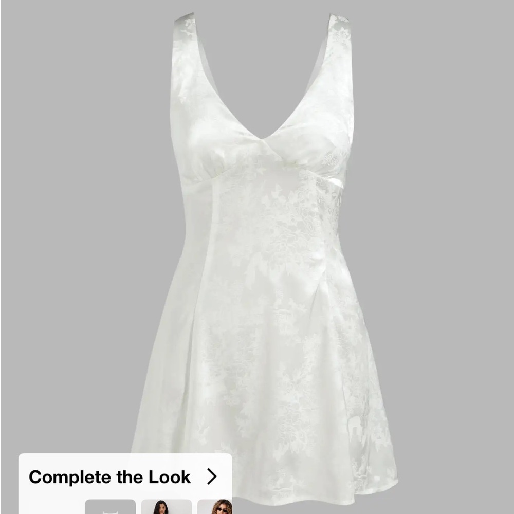 Cider White Floral Satin Dress